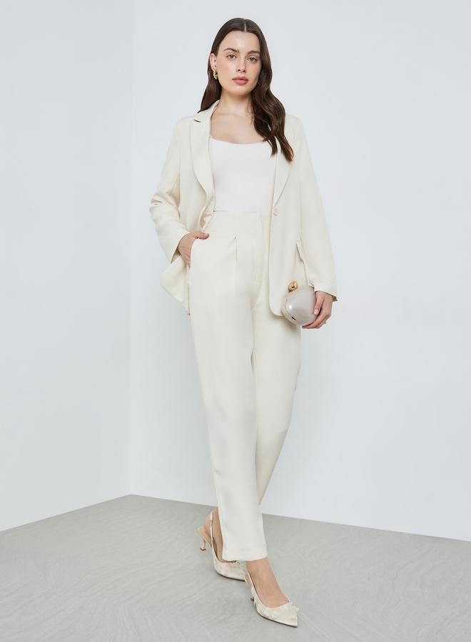 ستايلي بليزر كريمي واسع بياقة مدببة - Image 1